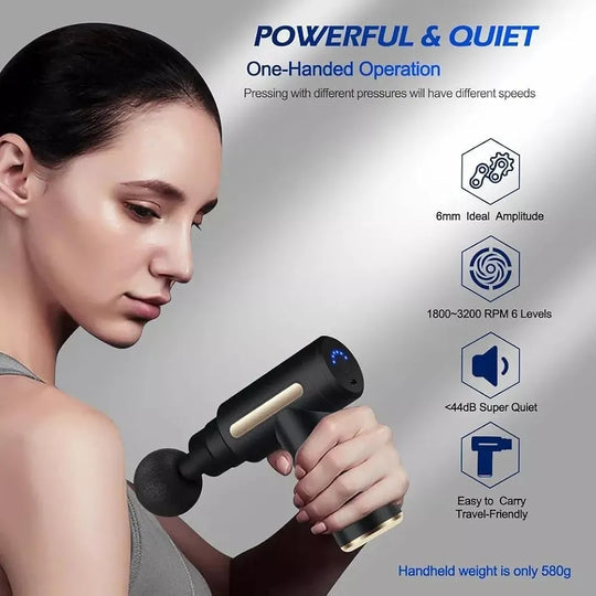 Mini Massage Gun – Deep Tissue Percussion Muscle Massager with 6 Speeds