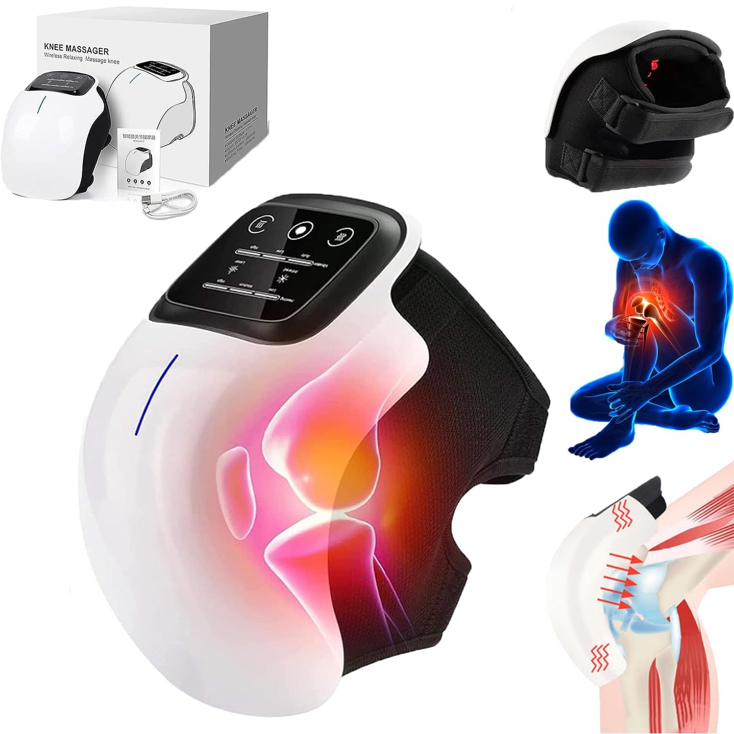 Smart Heated Knee Massager – Infrared Therapy for Joint Pain & Stiffness