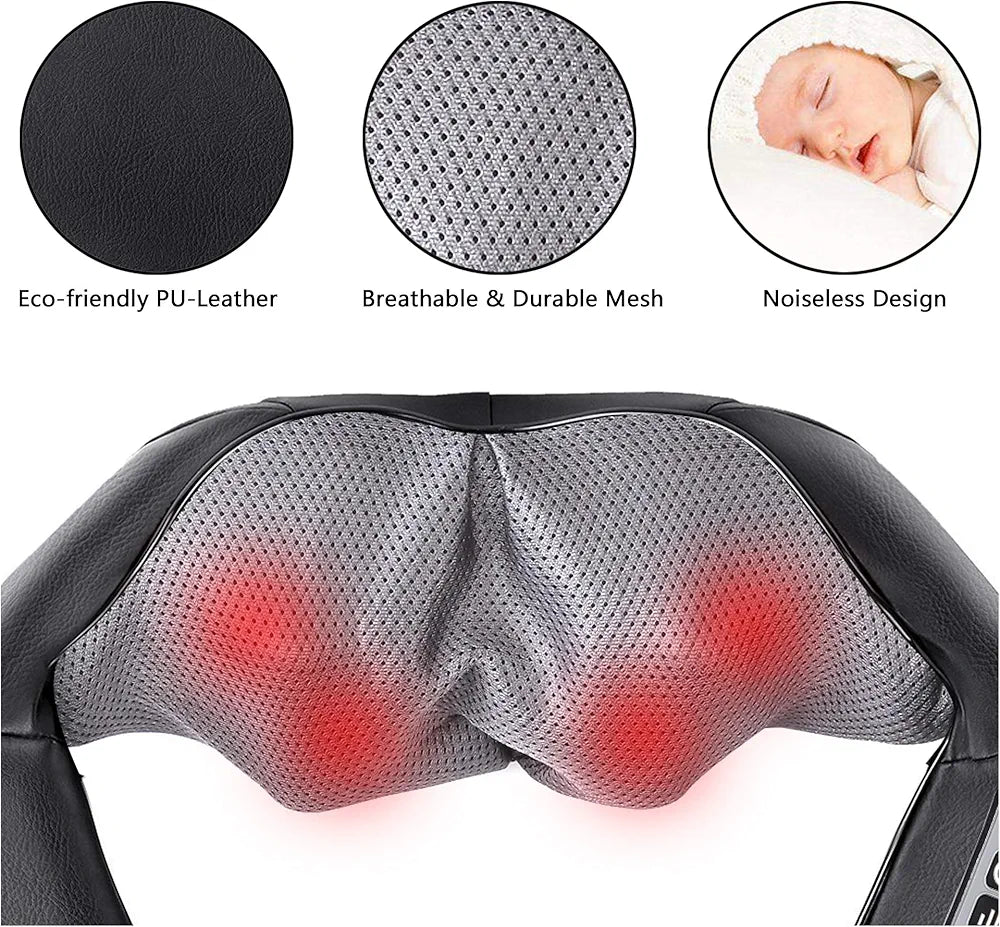 Neck Back and Shoulder Massager, Electric Shiatsu Massager with Heating, Deep Tissue 3D Kneading Pressure Massager