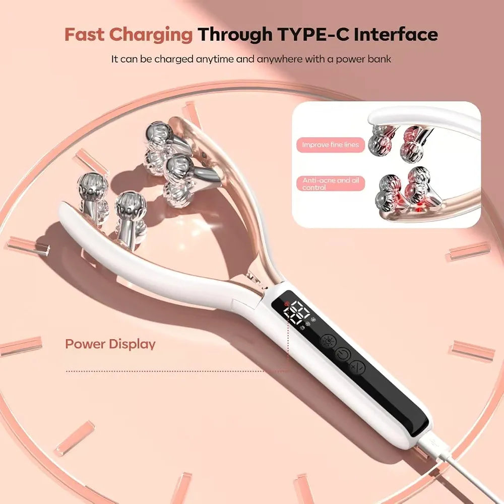 V Face Beauty Device | 4 in 1 - RF Radio Frequency + Microcurrent + Vibration + Red & Blue Light
