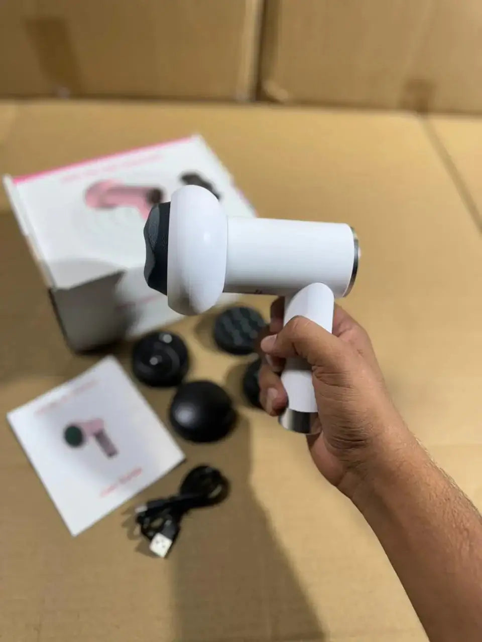 Cordless Body Massager with 5 Massage Heads and 6 Intensity Levels