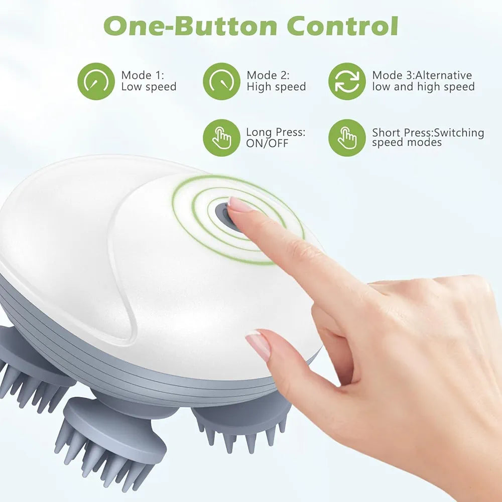 Electric Smart Scalp Massager with 4 Silicone Heads