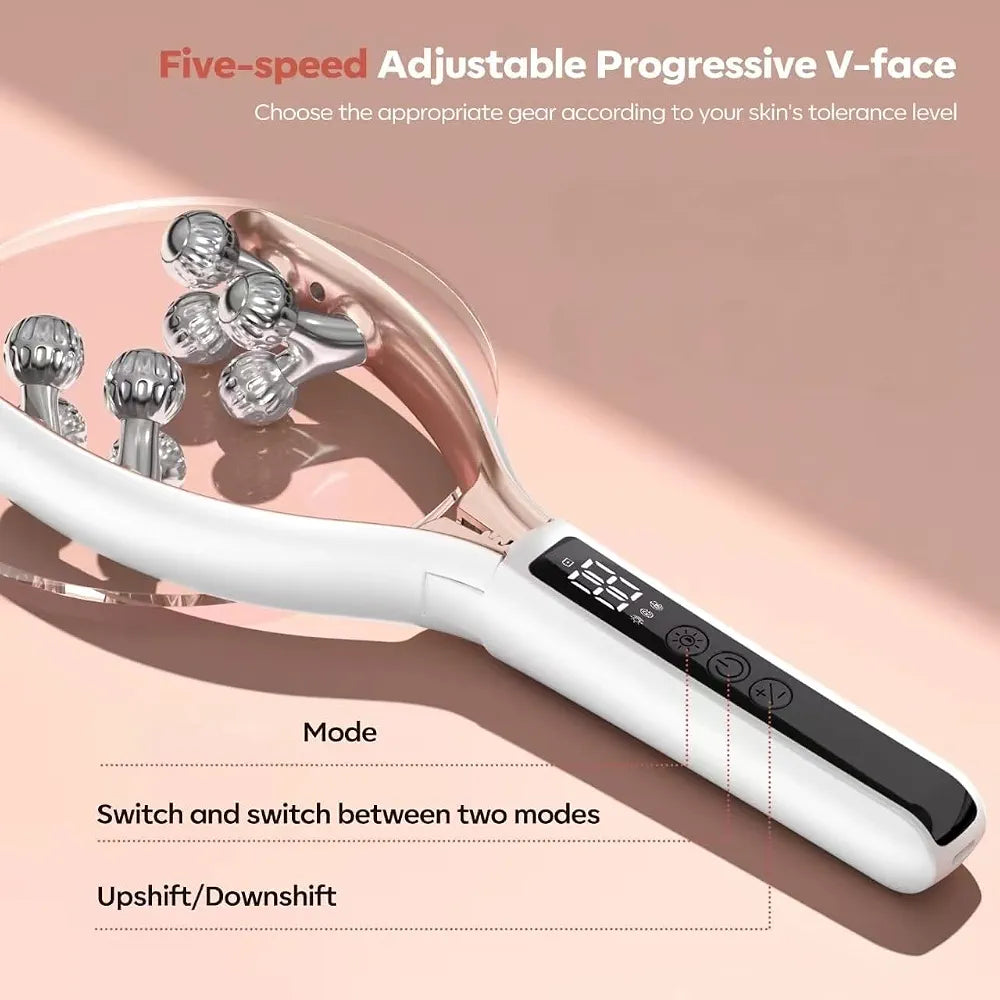 V Face Beauty Device | 4 in 1 - RF Radio Frequency + Microcurrent + Vibration + Red & Blue Light