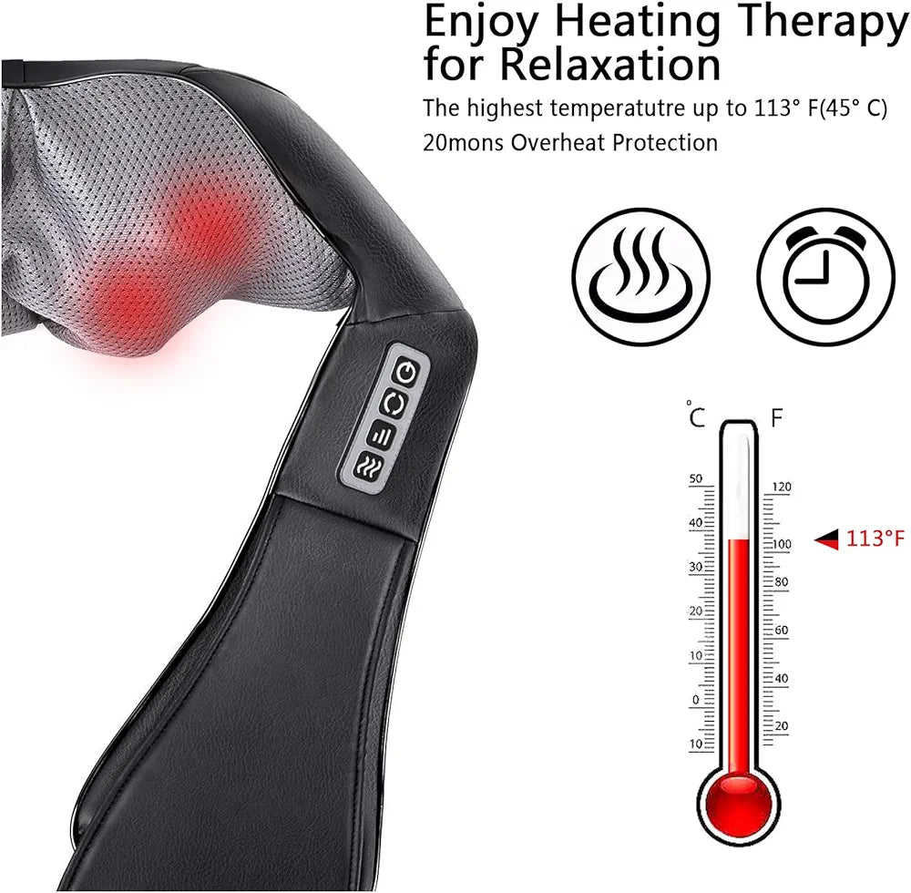 Neck Back and Shoulder Massager, Electric Shiatsu Massager with Heating, Deep Tissue 3D Kneading Pressure Massager
