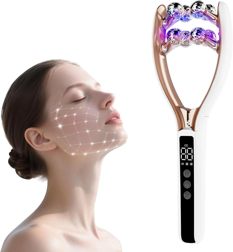 V Face Beauty Device | 4 in 1 - RF Radio Frequency + Microcurrent + Vibration + Red & Blue Light
