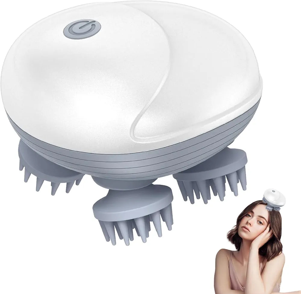 Electric Smart Scalp Massager with 4 Silicone Heads