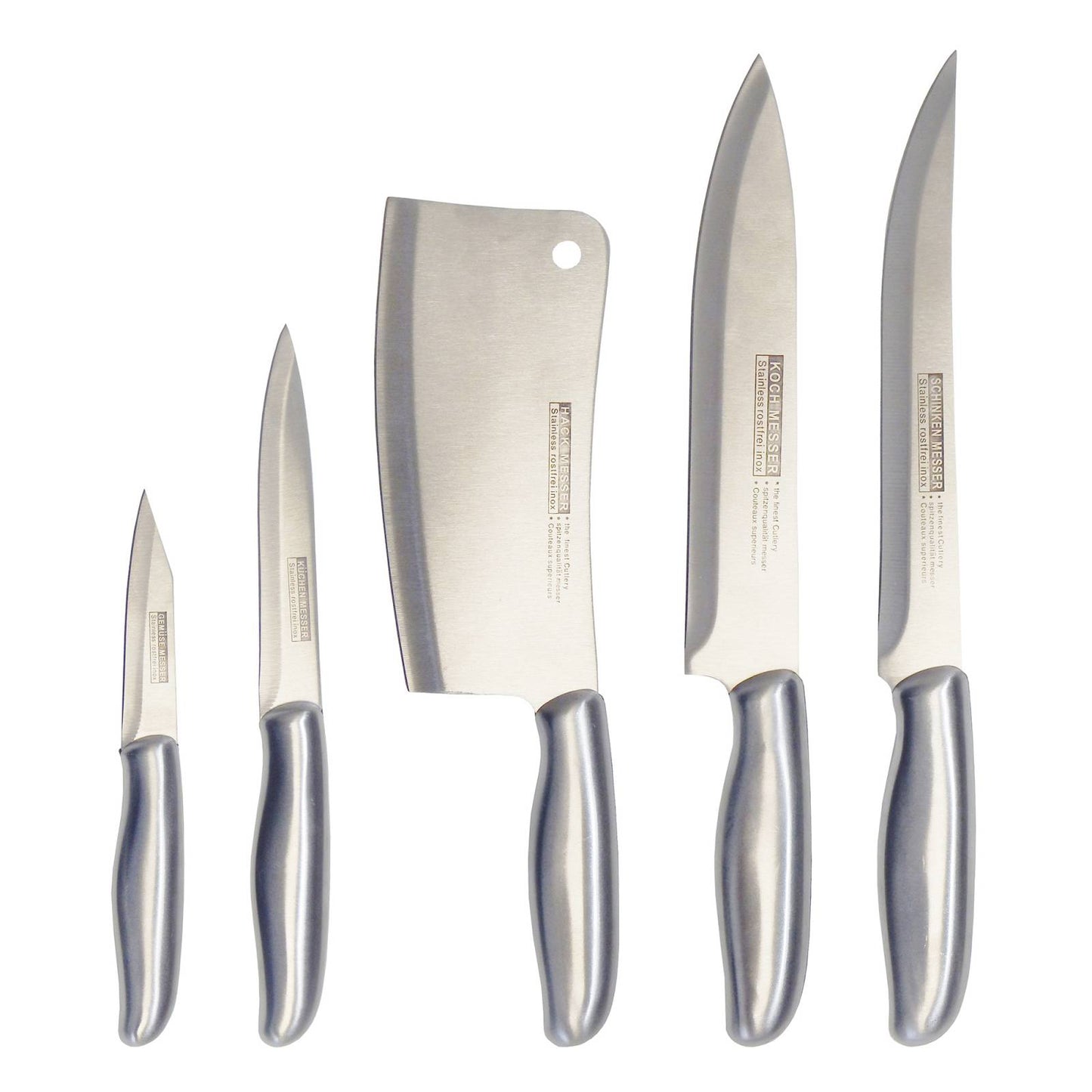 Pure Stainless Steel 5 Pieces Kitchen Knives Set