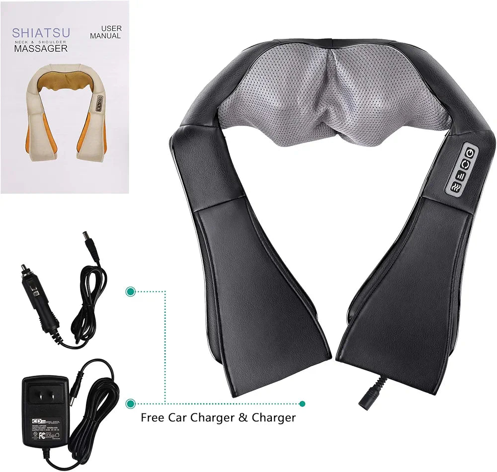 Neck Back and Shoulder Massager, Electric Shiatsu Massager with Heating, Deep Tissue 3D Kneading Pressure Massager