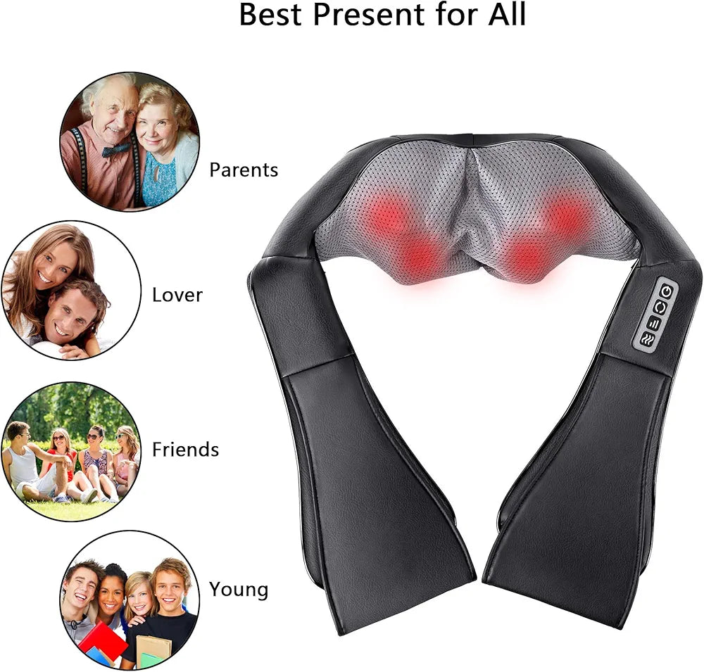 Neck Back and Shoulder Massager, Electric Shiatsu Massager with Heating, Deep Tissue 3D Kneading Pressure Massager