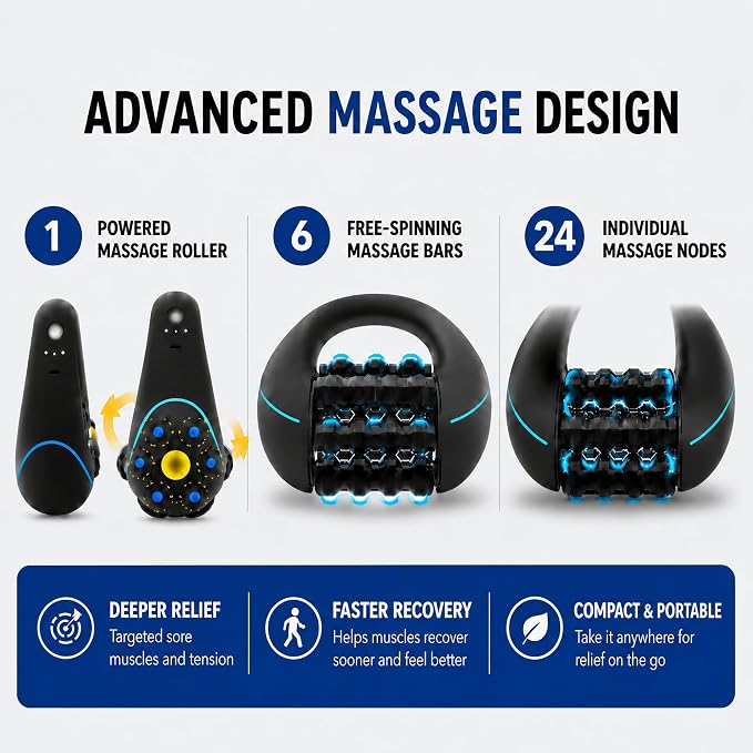 Electric Rolling Percussive Massager, Deep Tissue Muscle Roller